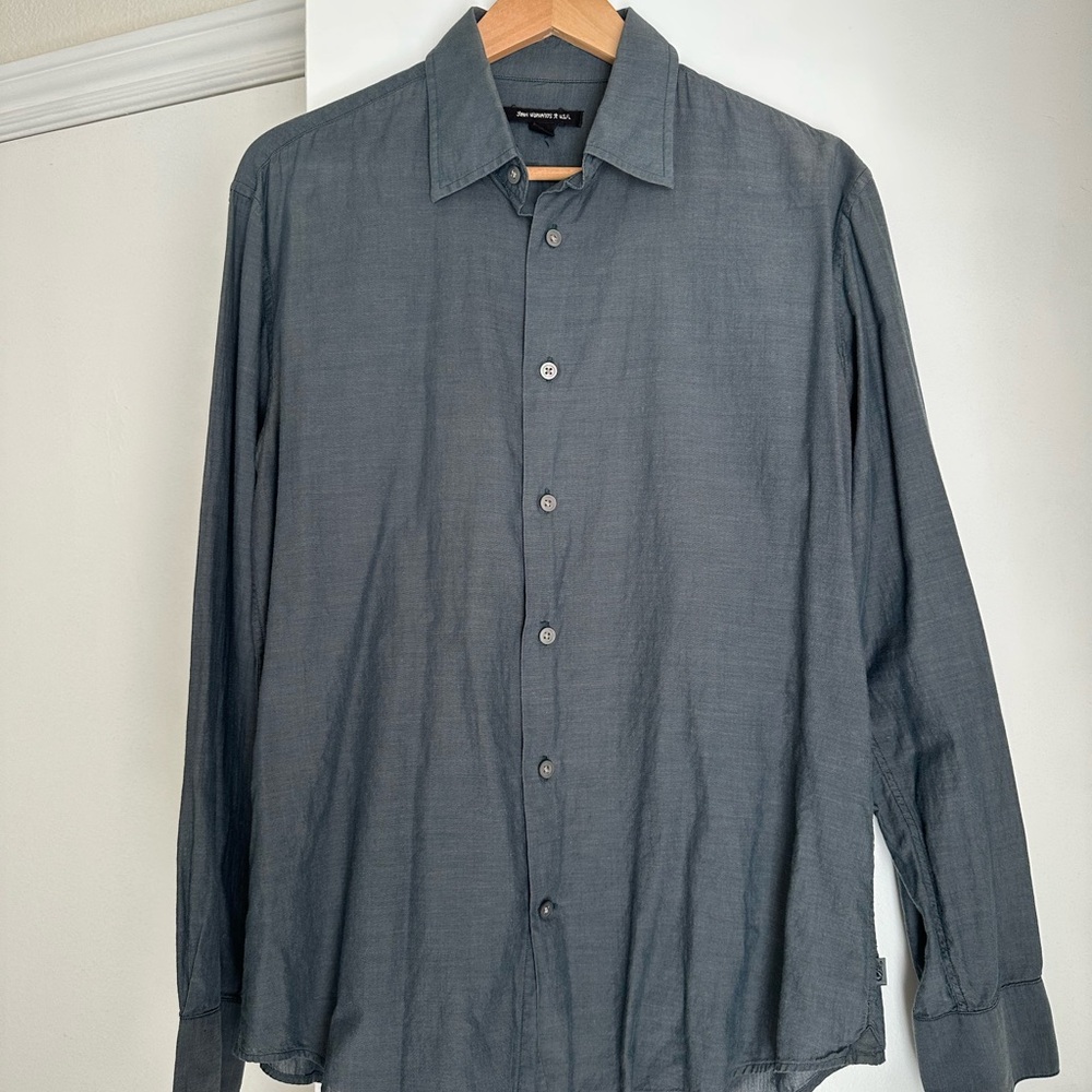 John Varvatos Dark Gray Casual Button-Down Shirt